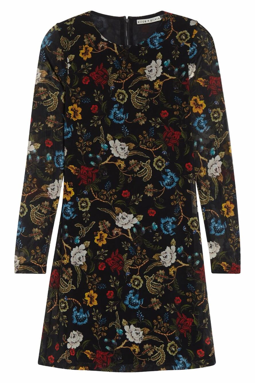 Alice + Olivia Trissy Floral Mesh Mini Dress Black Long Sleeve NWT Sz 0